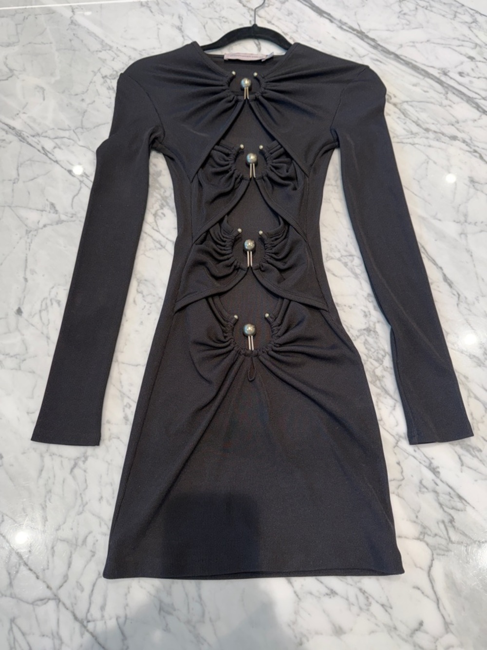 Christopher Esber COMPACT RIB /BUCKLES
ORBIT RUCHED LONG SLEEVE DRESS
BLACK - Picture 9 of 11